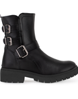 Bota Negro Casual Mujer Hebillas Piso Moda Comodo Botin Para Dama 3610092
