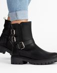 Bota Negro Casual Mujer Hebillas Piso Moda Comodo Botin Para Dama 3610092