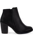 Bota Negro Corta Para Mujer Moda Casual Tacon Ancho 4840024