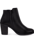 Bota Negro Corta Para Mujer Moda Casual Tacon Ancho 4840024