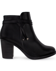Botines Negro Cortos Dama Tiras Tacon Cuadrado Moda Casual 4840025