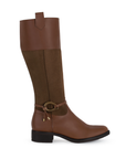 Bota Cafe Larga Mujer Elegante Tacon Bajo Campera Moda Dama 3430032