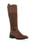 Bota Cafe Larga Mujer Elegante Tacon Bajo Campera Moda Dama 3430032
