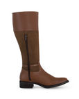 Bota Cafe Larga Mujer Elegante Tacon Bajo Campera Moda Dama 3430032