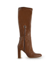 Bota Cafe Alta Mujer Detalle de Hebilla Tacon Ancho Alto 3430049