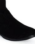 Bota Negro Larga Dama Piso Licra Elegante Maxibota Ajuste Mujer 3270227