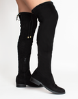 Bota Negro Larga Dama Piso Licra Elegante Maxibota Ajuste Mujer 3270227