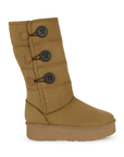 Botin Cafe Mujer Casual Invierno Plataforma Ajuste Botones Moda 3270297