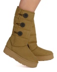 Botin Cafe Mujer Casual Invierno Plataforma Ajuste Botones Moda 3270297