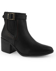 Bota Negro Dama Hebilla Adorno Moda Elastico Puntal Tacon Ancho 3270313