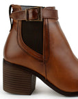 Bota Cafe Dama Hebilla Adorno Moda Elastico Puntal Tacon Ancho 3270314
