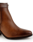 Bota Cafe Dama Hebilla Adorno Moda Elastico Puntal Tacon Ancho 3270314