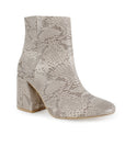 Botin Beige Tacon Grueso Punta Redonda Moda Invierno 4220038