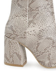 Botin Beige Tacon Grueso Punta Redonda Moda Invierno 4220038