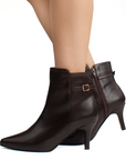 Botín Cafe Mujer Tacón Delgado Hebilla Elegante Moda 4040788