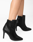 Bota Negro Mujer Puntal Tacon Delgado Botin Formal Dama Casual 4040805