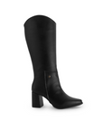Botas Negro Mujer Alta Estilo Lisa Tacón Grueso Moda Casual 4760100