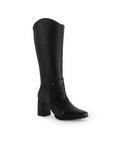 Botas Negro Mujer Alta Estilo Lisa Tacón Grueso Moda Casual 4760100