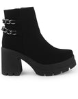 Bota Negro Mujer Tacon Grueso Suela Tratorada Detalle Cadenas 4760087