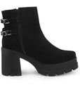 Bota Negro Mujer Tacon Grueso Suela Tratorada Detalle Cadenas 4760087