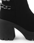 Bota Negro Mujer Tacon Grueso Suela Tratorada Detalle Cadenas 4760087