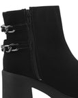 Bota Negro Mujer Tacon Grueso Suela Tratorada Detalle Cadenas 4760087