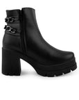 Bota Negro Mujer Tacon Grueso Suela Tratorada Detalle Cadenas 4760088