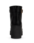Bota Negro Mujer Cordones Hebilla Casual Botin Para Dama Tacon 4760008
