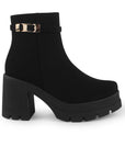 Botines Negro Plataforma Alta Mujer Tacon Ancho Confortable Moda 4760089