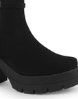 Botines Negro Plataforma Alta Mujer Tacon Ancho Confortable Moda 4760089