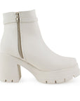 Botines Beige Plataforma Alta Mujer Tacon Ancho Confortable Moda 4760091