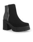 Botin Negro Mujer Casual Cierres Laterales Tacon Grueso Moda 4760092