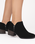 Botin Negro Mujer Corto Tacon Madera Casual Moderno Comodo 1710546