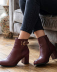 botas vino puntales con tacón grueso tamaño medio de 7cm