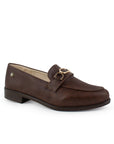 Zapatos Cafe Mujer Mocasin Elegante Comodo Herraje Metalico 3510199
