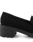 Mocasin Negro Mujer Detalle Metalico Decorativo Tacon Moda 4290079