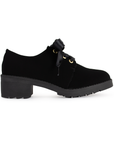 Mocasin Negro Casual Tacon Ajuste Liston Formal Zapato Para Mujer 3402714