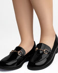 Mocasin Negro Mujer Casual Herraje Elegante Zapato Para Dama 4910029