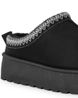 Botas Negro Cortas Dama Peluche Invernales Moda Plataforma Casual 4870009