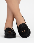 Mocasin Negro Dama Piso Motitas Casual Moda Comodo Formal Mujer 4030112