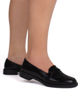 Mocasin Negro Mujer Sin Tacon Basico Moda Comodo Zapato Dama 4030117