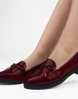 Mocasin Vino Dama Puntal Elegante Moño Zapato Para Mujer 4030123