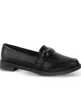 Zapato Negro Mujer Tipo Mocasin Con Adorno Metalico Tacon Bajo 4030134