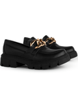 Mocasín Negro Casual Plataforma Chunky Para Mujer 4760039