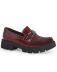Mocasines Vino Mujer Herraje Casual Cómodo Suela Chunky 4760095