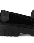 Mocasin Negro Dama Elegante Herraje Adorno Suela Chunky 2880124