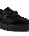 Mocasin Negro Dama Elegante Herraje Adorno Suela Chunky 2880124