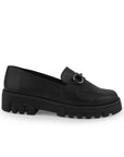 Mocasin Negro Dama Elegante Herraje Adorno Suela Chunky 2880127