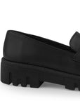 Mocasin Negro Dama Elegante Herraje Adorno Suela Chunky 2880127
