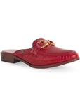 Mules Rojo Piso Casual Dama Herraje Moda Flats Zapato Mujer 3510170